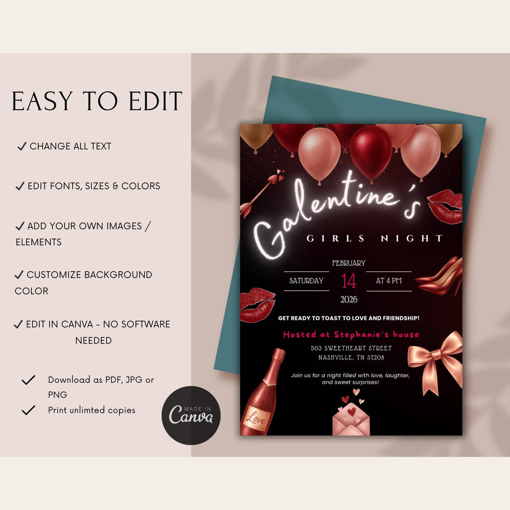 Galentines Girls Night Invitation