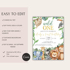 Wild One Safari Birthday Invitation