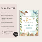 Watercolor Dinosaur Kids Birthday Invitation