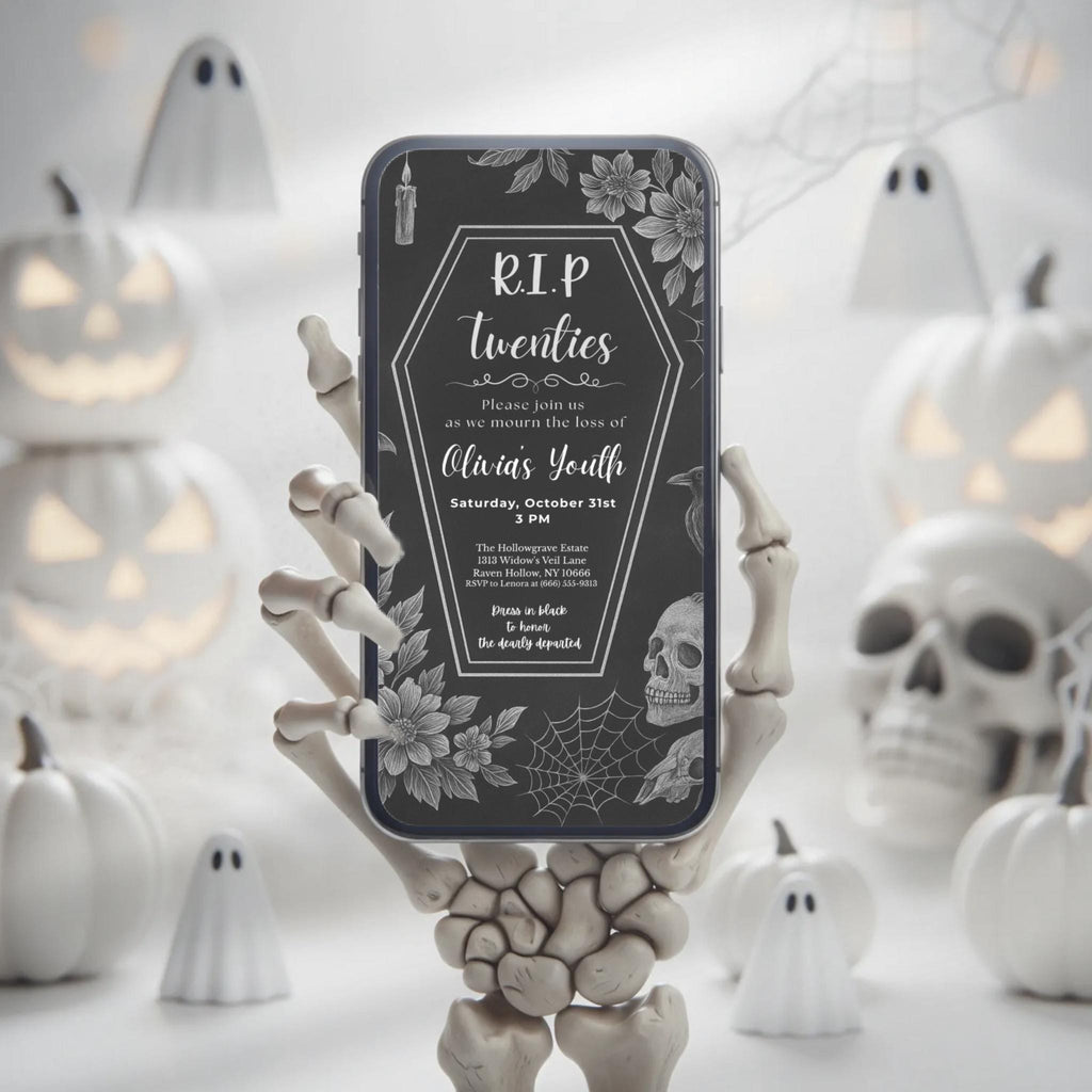 Gothic Halloween Coffin 30th Birthday Invitation