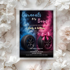 Burnouts or Bows Gender Reveal Invitation