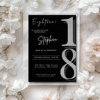 Elegant Black Minimalist 18th Birthday Invitation