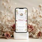 Watercolor Floral Tea Party Kids Birthday Invitation