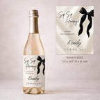 Black Bow Birthday Wine Bottle Label