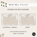 Elegant Gender Reveal Due Date Calendar