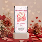 Pink Galentines Girls Night Invitation