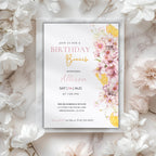 Watercolor Floral Citrus Birthday Brunch Invitation