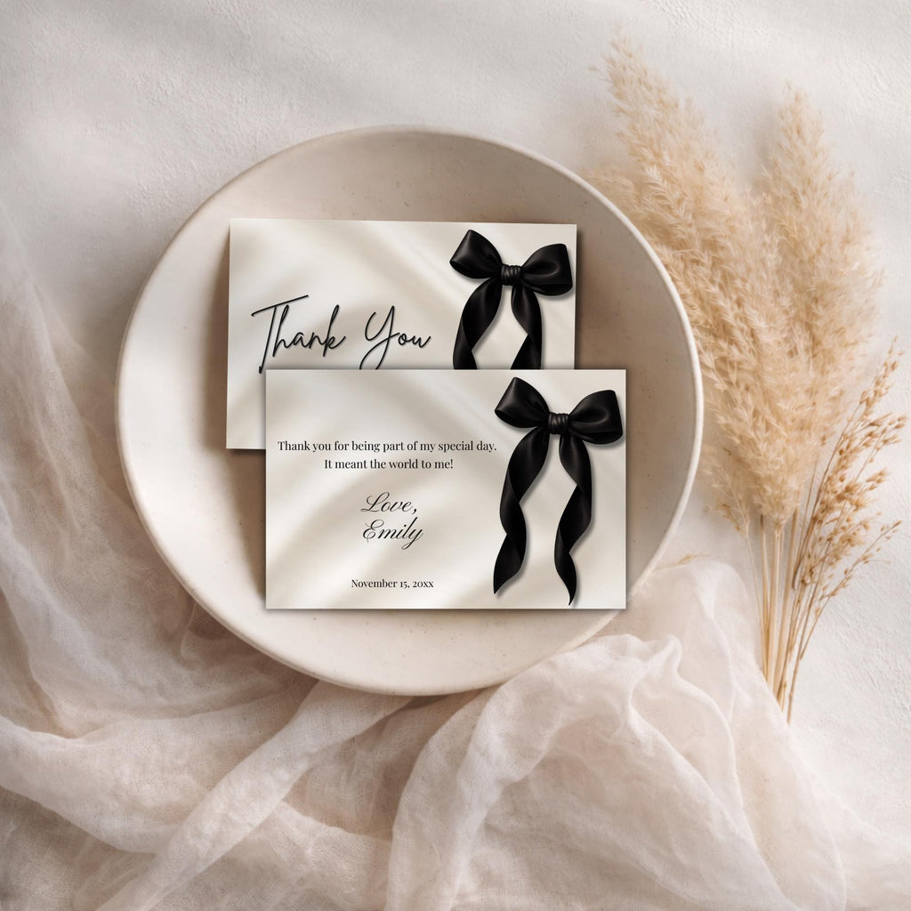Black Bow Thank You Cards