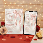 Valentines Party Invitation Pink Bow