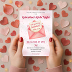 Pink Galentines Girls Night Invitation
