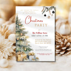 Watercolor Christmas Tree Party Invitation