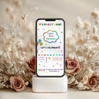 Rainbow Confetti Kids Birthday Invitation