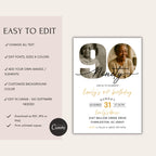 Modern 90th Birthday Photo Invitation
