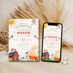 Watercolor Farm Animals Kids Birthday Invitation