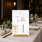 Gold Candle Baptism Table Number Cards