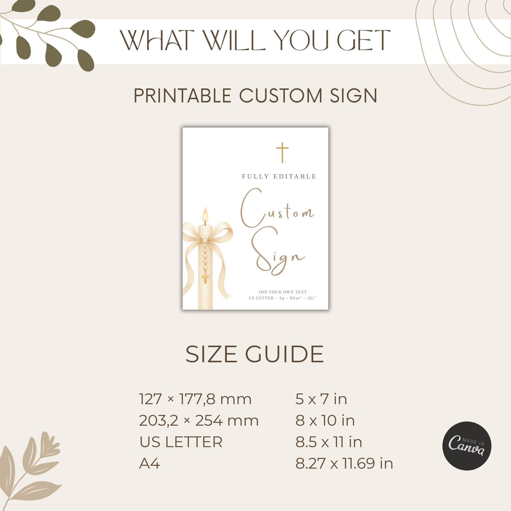 Gold Candle Baptism Custom Sign