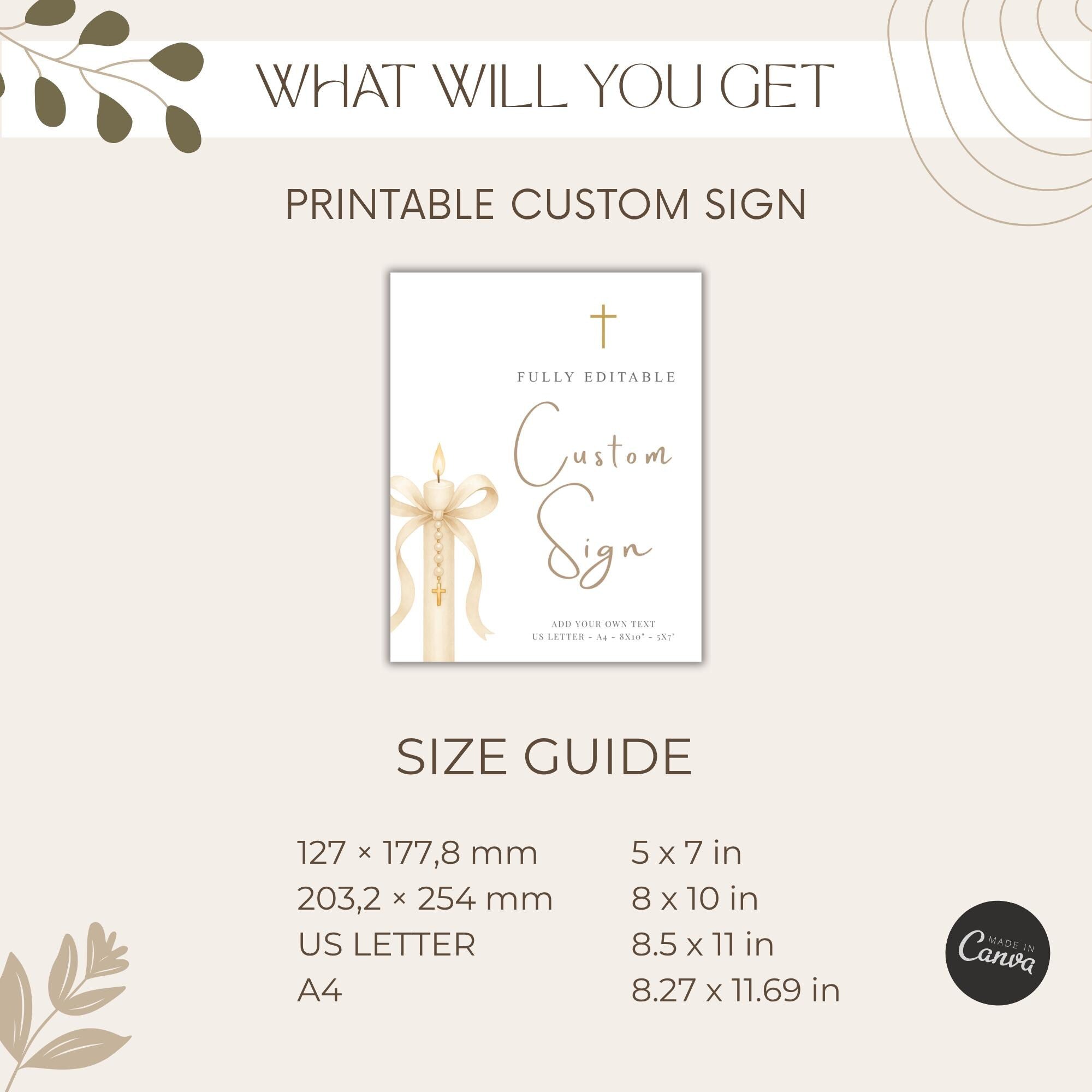 Gold Candle Baptism Custom Sign