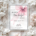 Pink Bow First Birthday Invitation