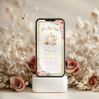 Elegant Gold Floral Tea Party Kids Birthday Invitation