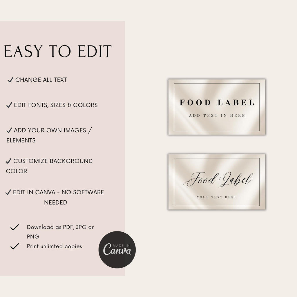 Elegant Black & White Food Labels