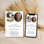 Minimalist Photo Ninety 90th Birthday Invitation