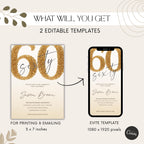Elegant Gold Glitter Sixty 60th Birthday Invitation