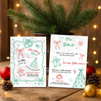 Hand Drawn Red & Green Christmas Invitation