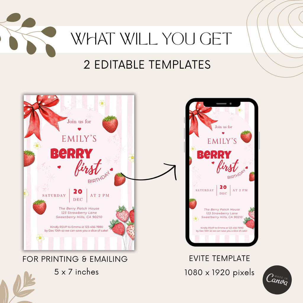Berry First Birthday Invitation
