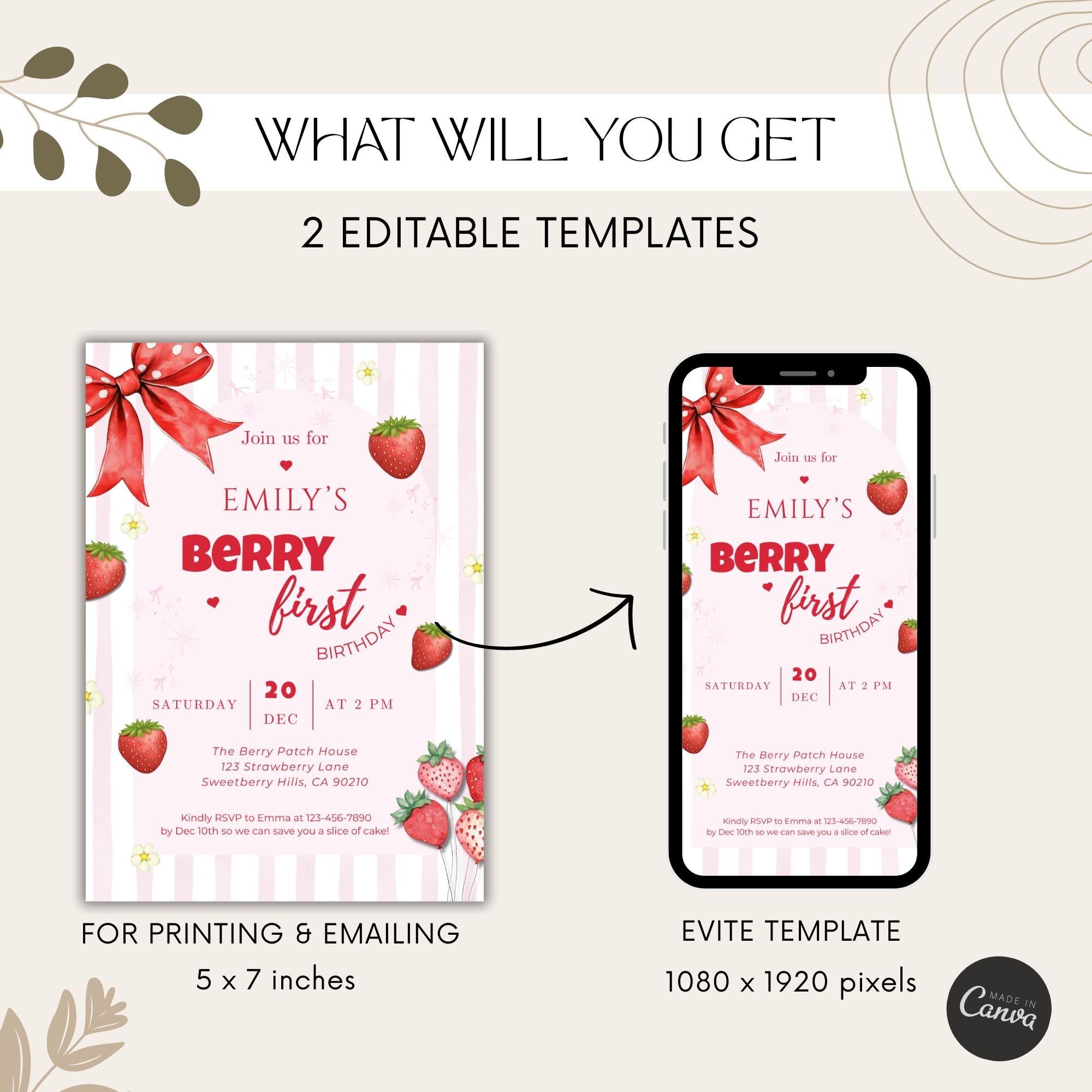 Berry First Birthday Invitation