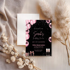 Rose Gold & Pink Balloon Birthday Dinner Invitation