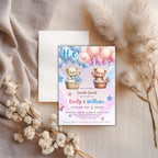 He or She Teddy Gender Reveal Invitation
