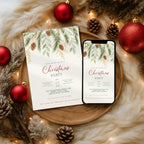 Watercolor Christmas Party Invitation Pinecones