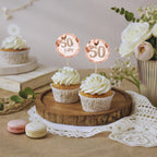 50th Birthday Cupcake Toppers Rose Gold
