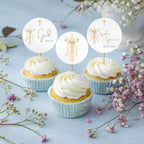 Gold Candle Baptism Cupcake Toppers