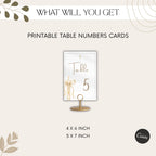 Gold Candle Baptism Table Number Cards