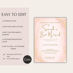 Pink Gold Bat Mitzvah Invitation