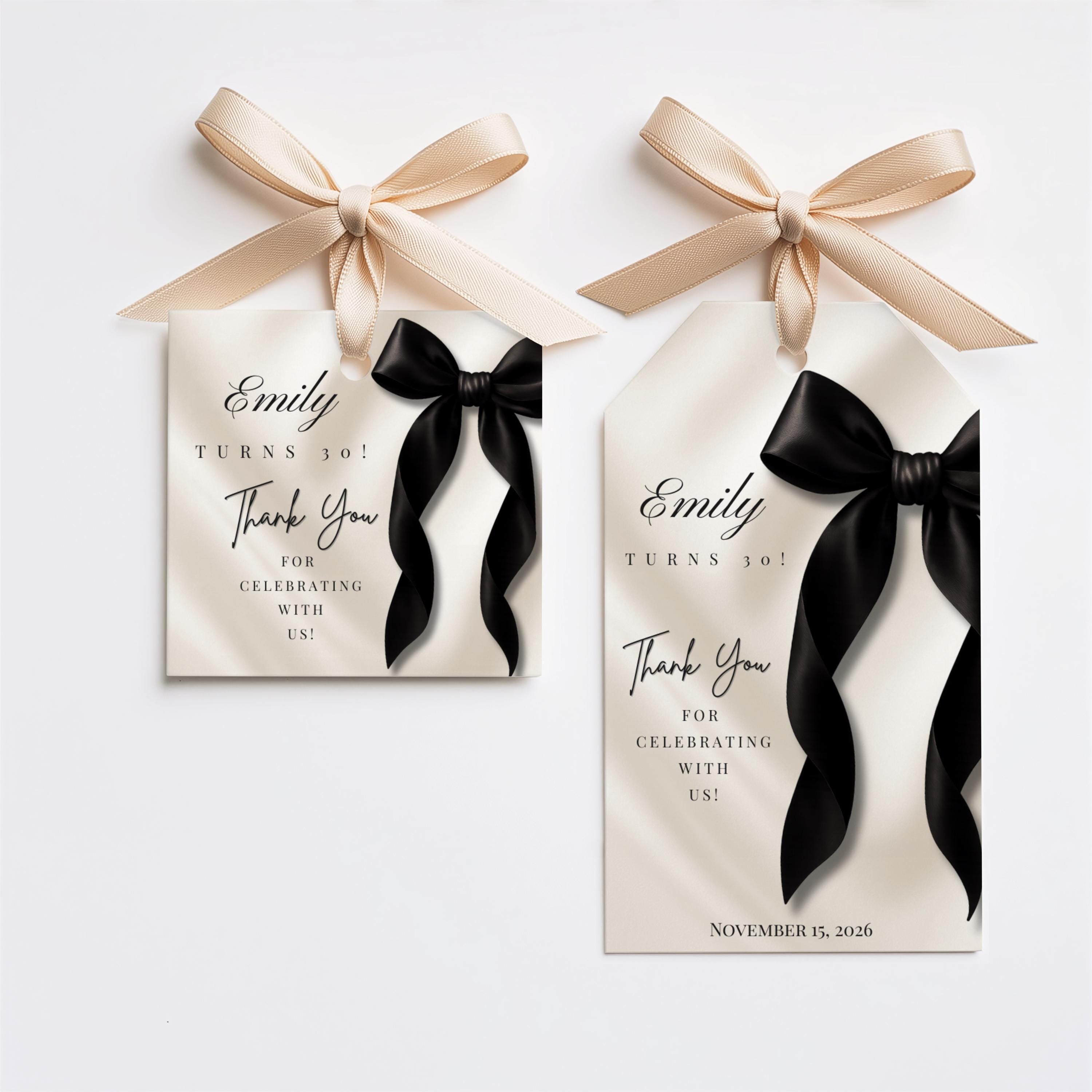 Black Bow Favor Tags