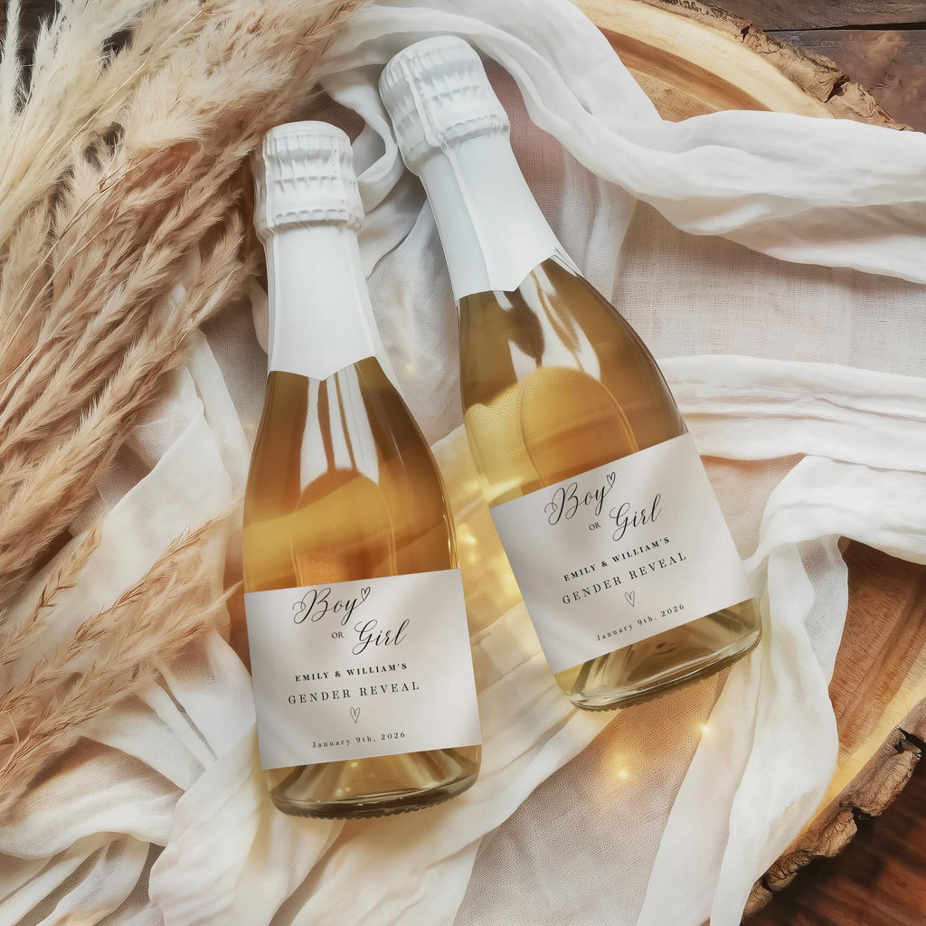 Elegant Gender Reveal Bottle Labels
