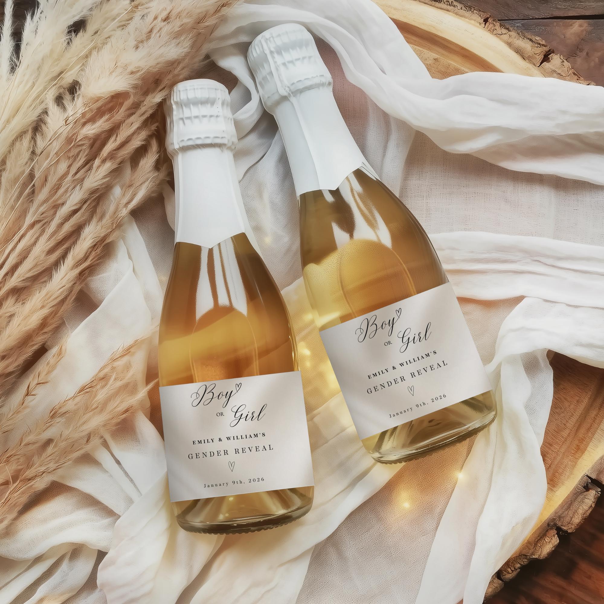 Elegant Gender Reveal Bottle Labels