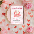 Pink Galentines Girls Night Invitation