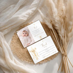 Gold Candle Baptism Photo Thank You Card