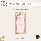 Rose Gold 50th Birthday Menu Card