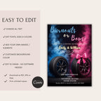 Burnouts or Bows Gender Reveal Invitation