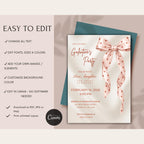 Valentines Party Invitation Pink Bow