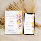 Watercolor Floral Citrus Birthday Brunch Invitation