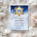 Gold Star of David Bar Mitzvah Invitation