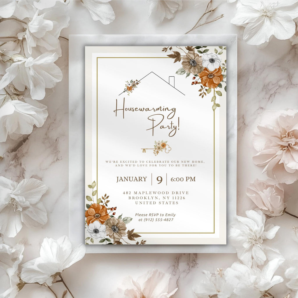 Floral Housewarming Party Invitation