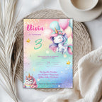 Pastel Rainbow Unicorn Kids Birthday Invitation