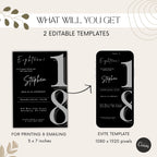 Elegant Black Minimalist 18th Birthday Invitation