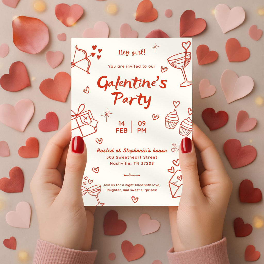 Handdrawn Galentines Party Invitation